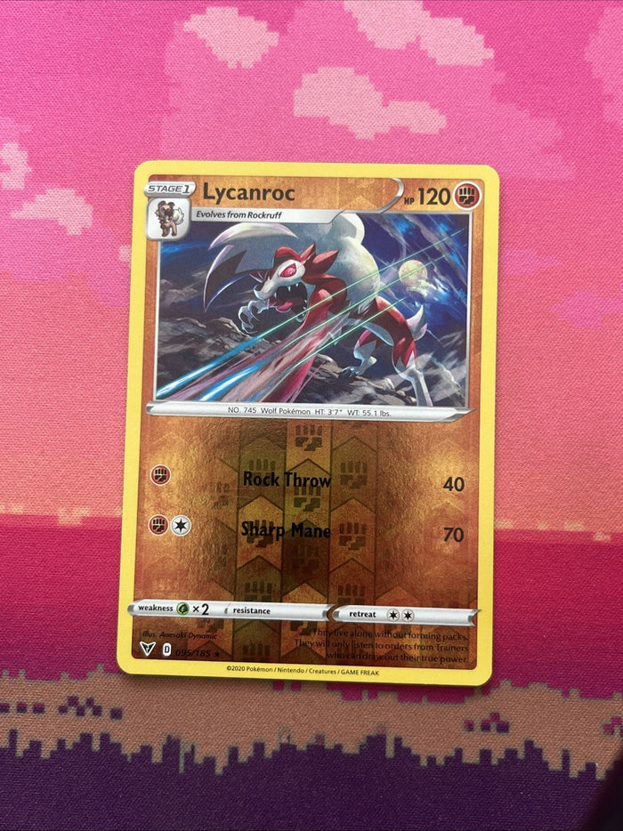 Pokemon Card Lycanroc Vivid Voltage Reverse Holo Rare 095/185 Near Mint