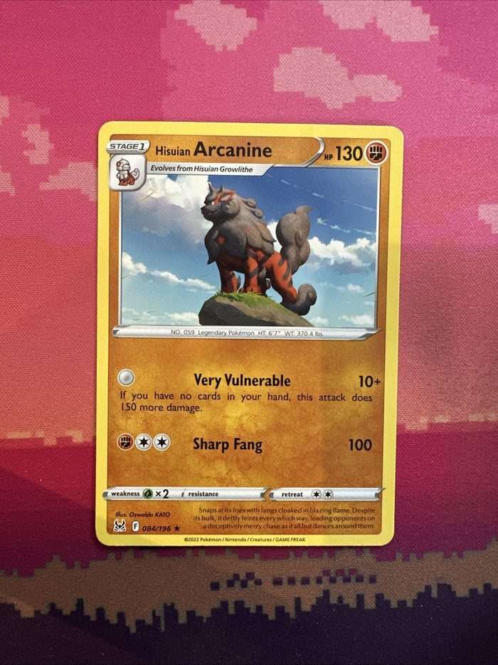 Pokemon Card Hisuan Arcanine Lost Origin Rare 084/196 Near Mint