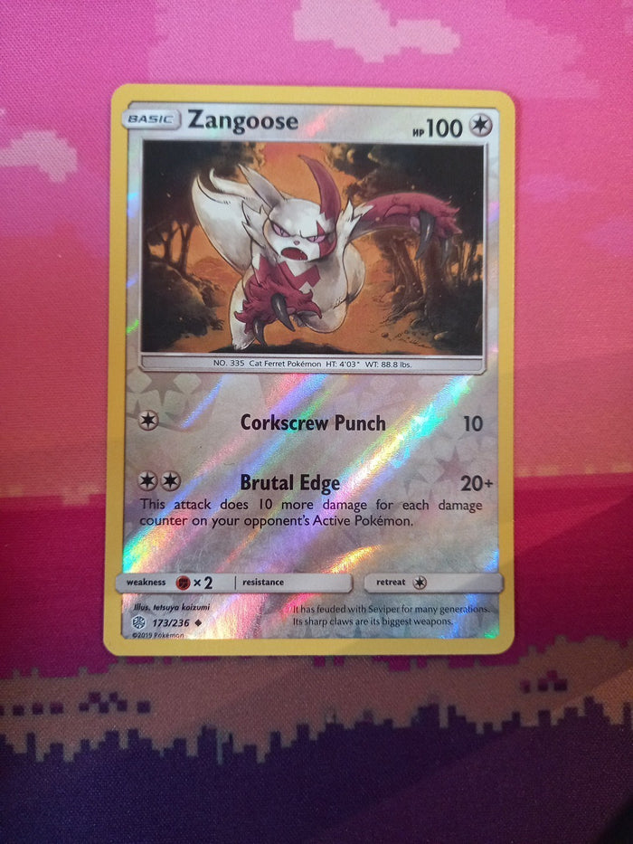Pokemon Card Zangoose Cosmic Eclipse Reverse Holo 173/236 Near Mint