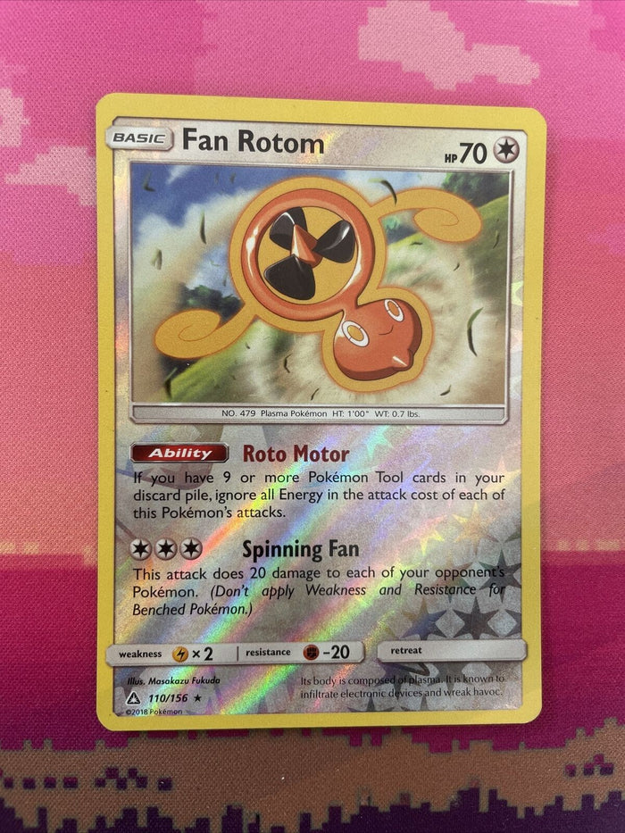 Pokemon Card Fan Rotom Ultra Prism Reverse Holo Rare 110/156 Near Mint