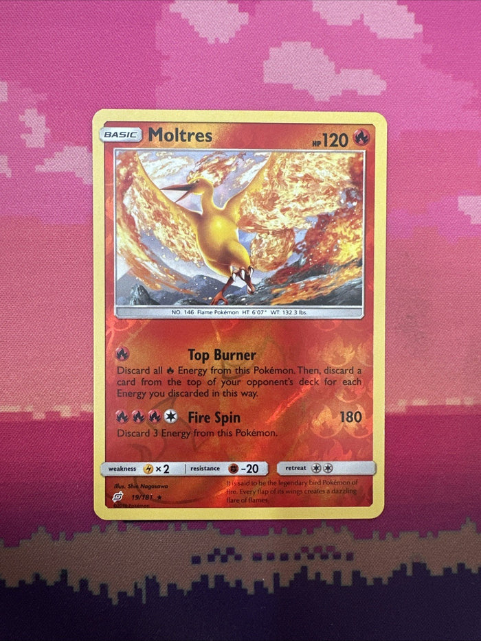 Pokemon Card Moltres Team Up Reverse Holo Rare 19/181 Near Mint