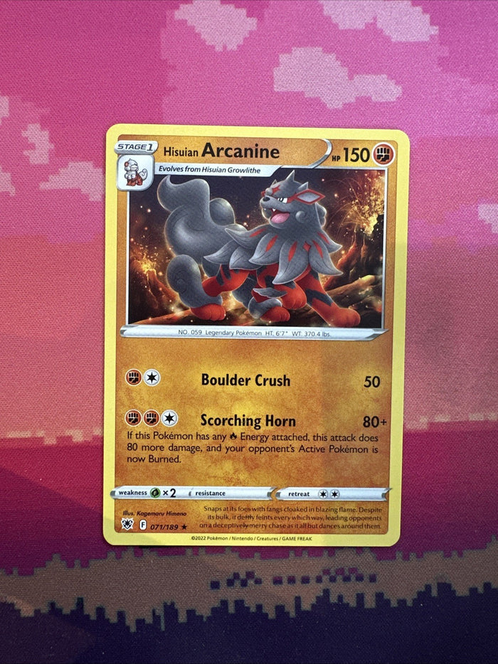 Pokemon Card Hisuan Arcanine Astral Radiance Rare 071/189 Near Mint