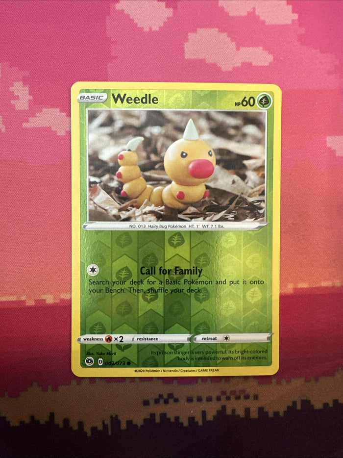 Pokemon Card Weedle Champions Path Reverse Holo 002/073 Near Mint