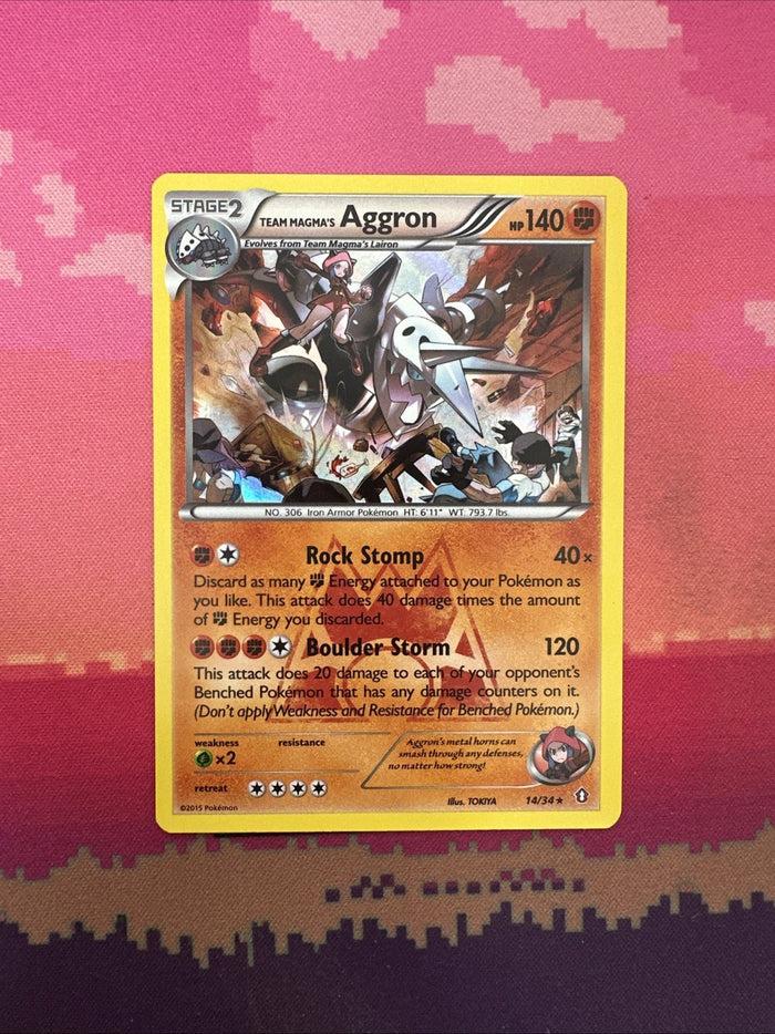 Pokemon Card Team Magma's Aggron Holo Rare 14/34 Near Mint