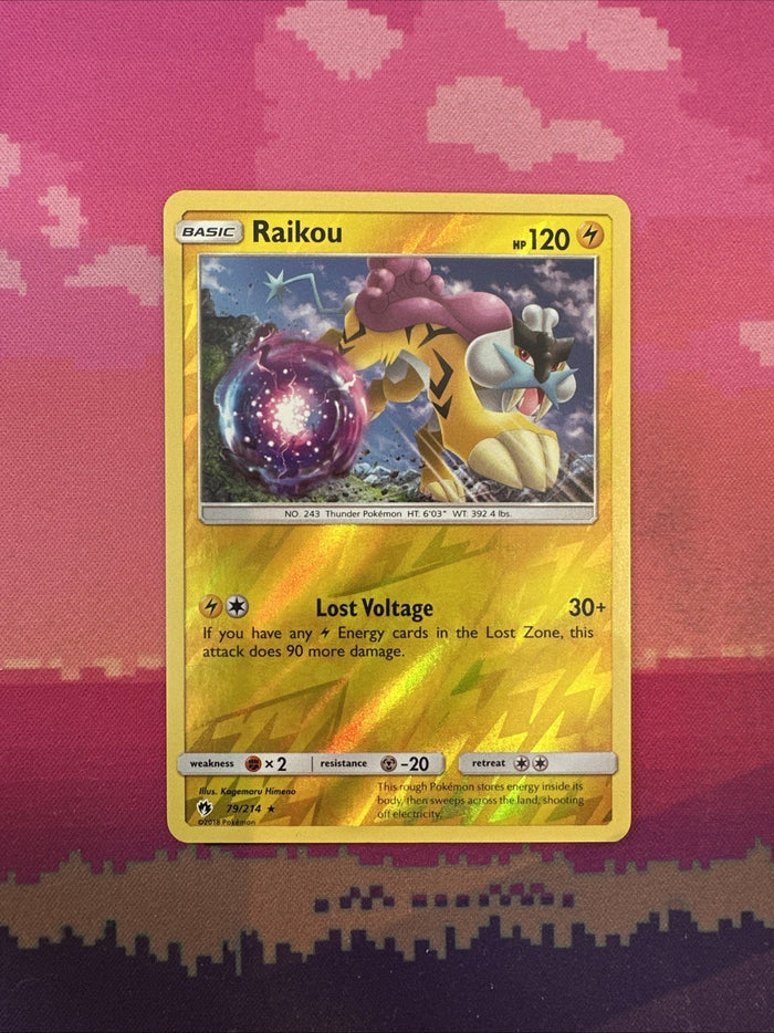 Pokemon Card Raikou Lost Thunder Reverse Holo Rare 79/214 Near Mint