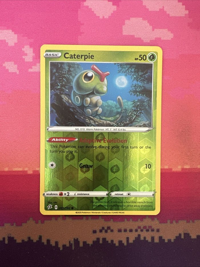 Pokemon Card Caterpie Rebel Clash Reverse Holo 001/192 Near Mint