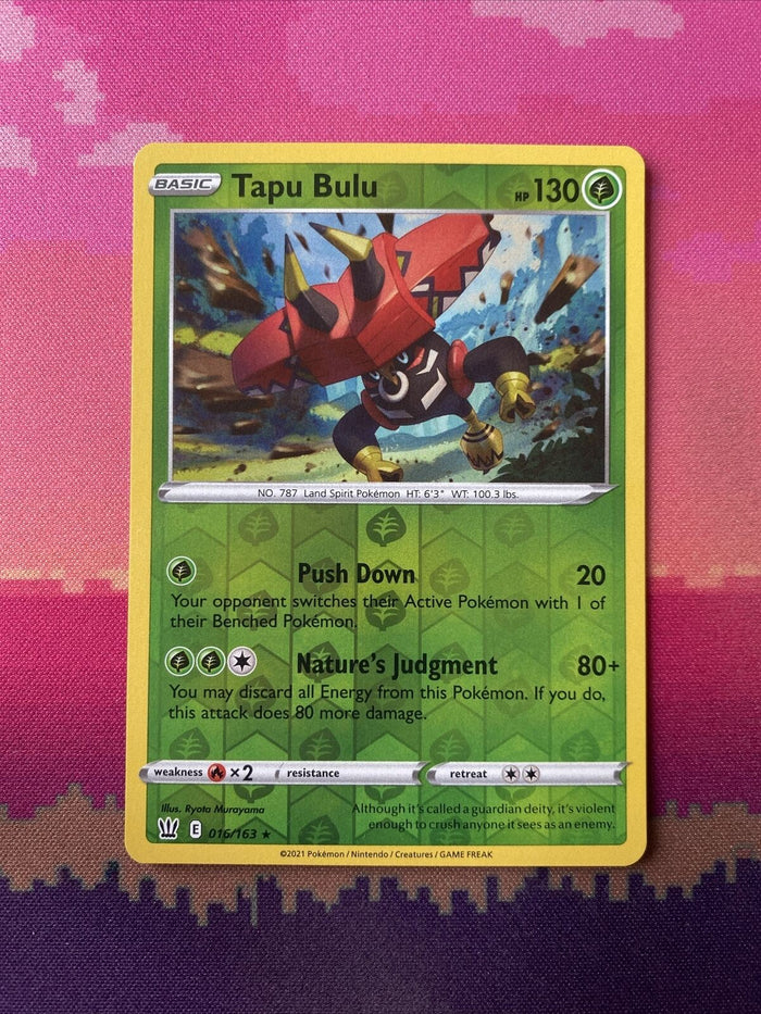 Pokemon Card Tapu Bulu Battle Styles Reverse Holo Rare 016/163 Near Mint