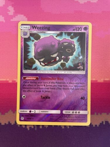 Pokemon Card Weezing Hidden Fates Reverse Holo Rare 29/68 Near Mint