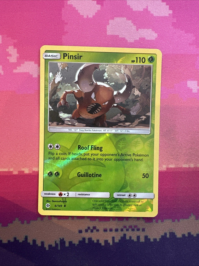 Pokemon Card Pinsir Sun & Moon Reverse Holo 6/149 Near Mint