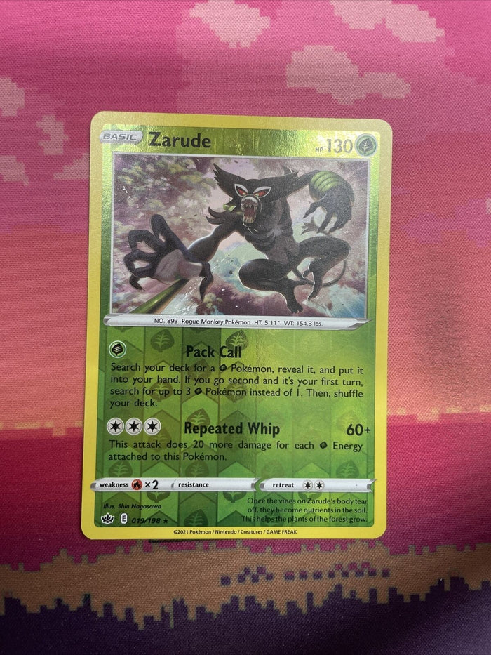 Pokemon Card Zarude Chilling Reign Reverse Holo Rare 019/198 Near Mint