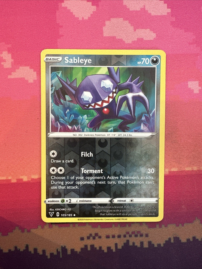 Pokemon Card Sableye Vivid Voltage Reverse Holo 105/185 Near Mint