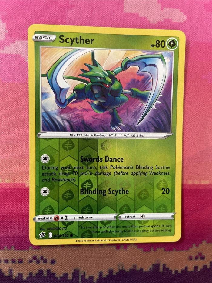 Pokemon Card Scyther Rebel Clash Reverse Holo 004/192 Near Mint