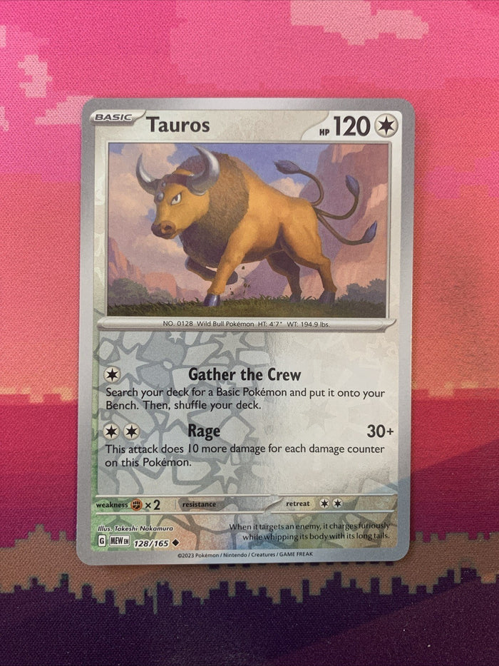 Pokemon Card Tauros Scarlet & Violet 151 Reverse Holo 128/165 Near Mint