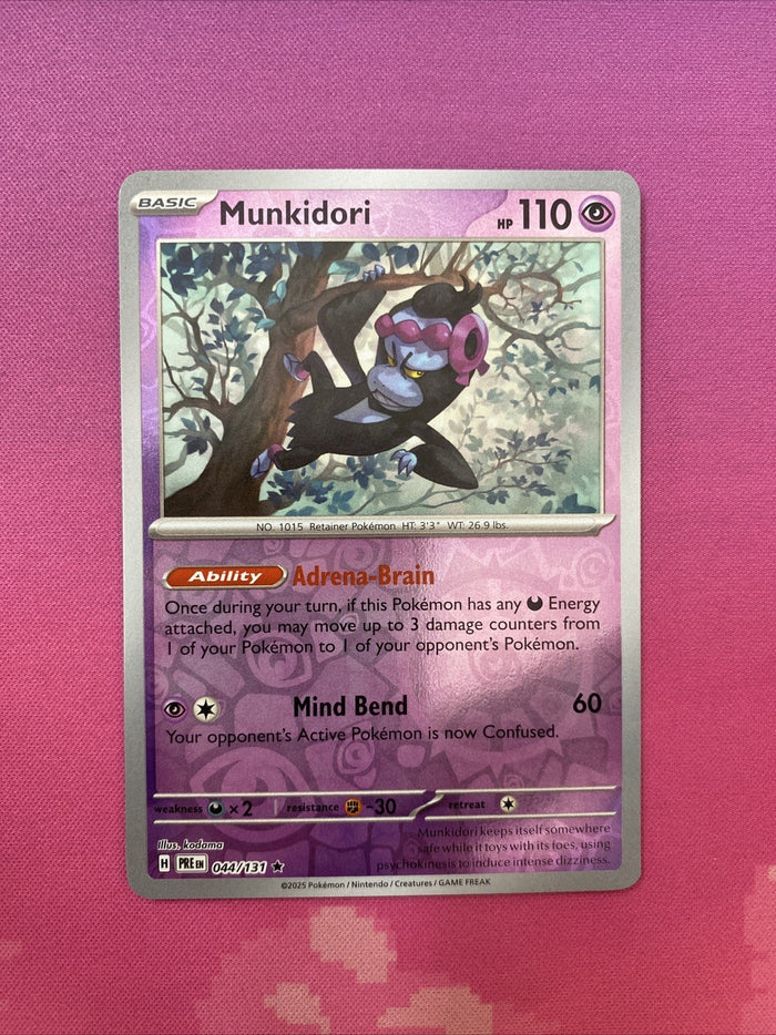 Pokemon Card Munkidori Prismatic Evolutions Reverse Holo Rare 044/131 Near Mint