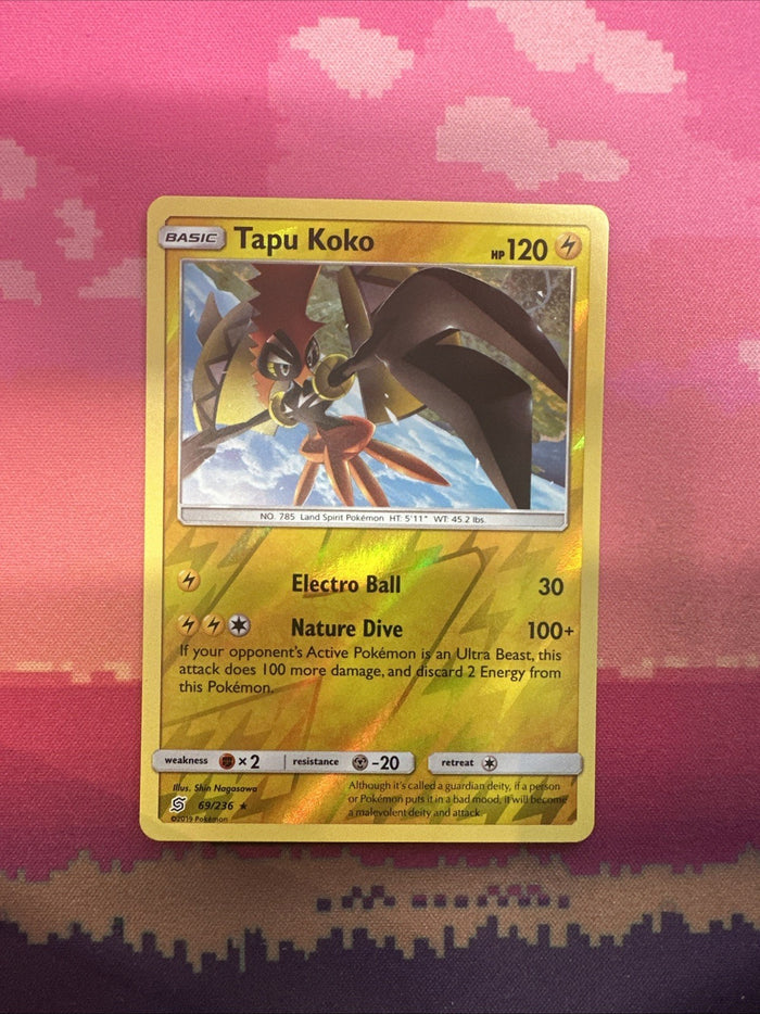Pokemon Card Tapu Koko Cosmic Eclipse Reverse Holo Rare 69/236 Near Mint