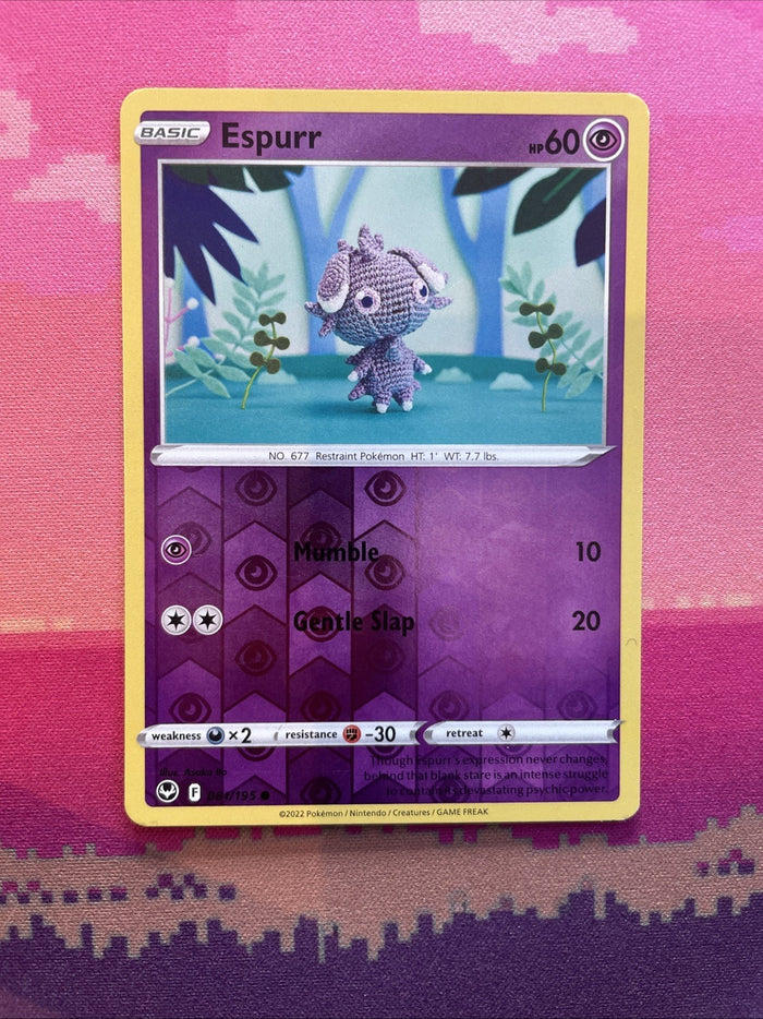 Pokemon Card Espurr Silver Tempest Reverse Holo Common 081/195 Near Mint
