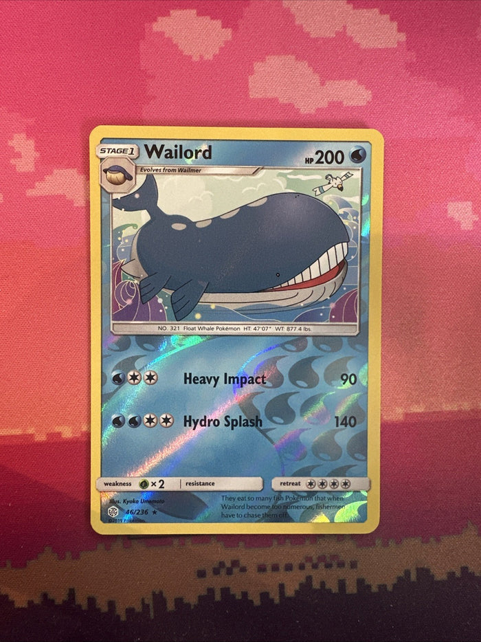 Pokemon Card Wailord Cosmic Eclipse Reverse Holo Rare 46/236 Near Mint