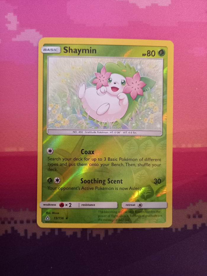 Pokemon Card Shaymin Ultra Prism Reverse Holo Rare 15/156 Near Mint