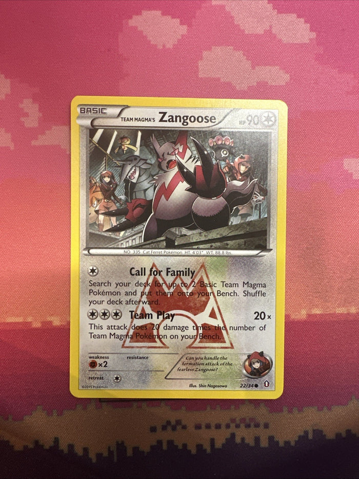 Pokemon Card Team Magma's Zangoose Double Crisis 22/34 Near Mint