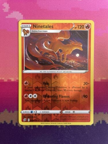 Pokemon Card Ninetales Rebel Clash Reverse Holo Rare 025/192 Near Mint