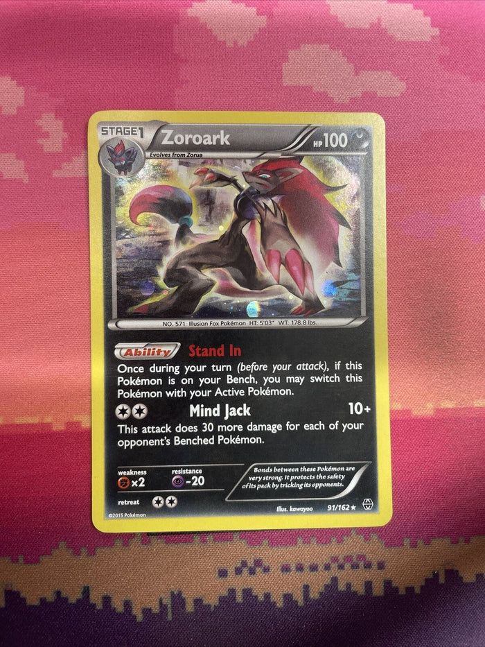 Pokemon Card Zoroark Breakthrough Cosmo Holo Rare 91/162 Near Mint