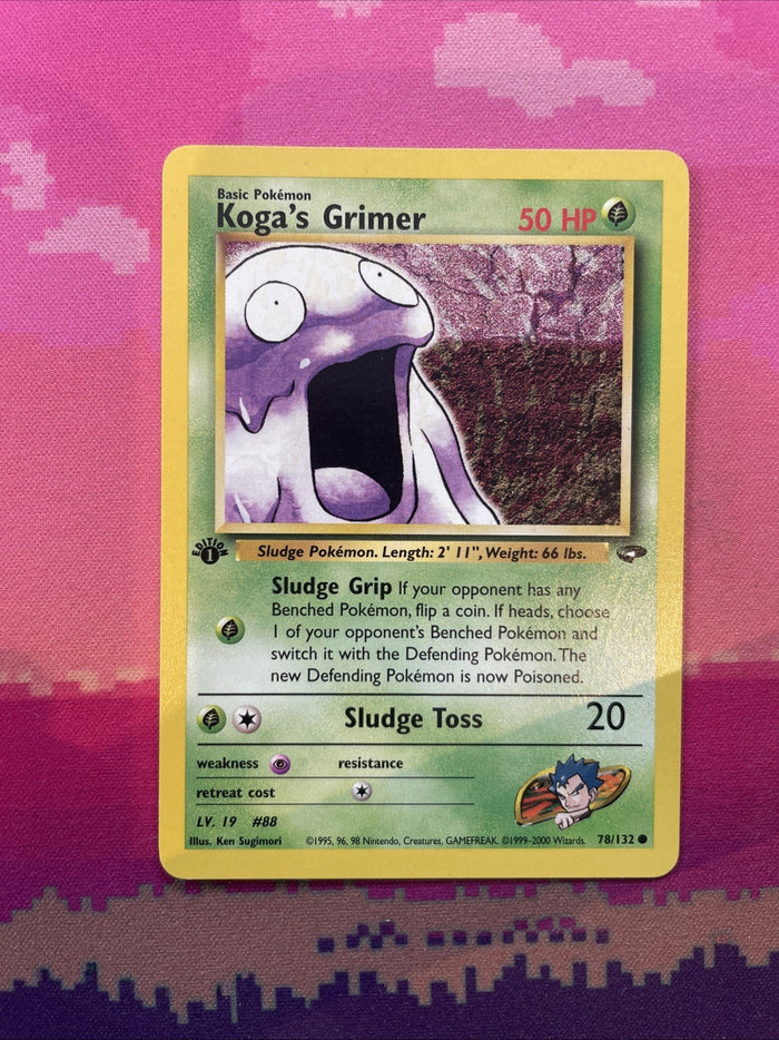 Pokemon Card Koga's Grimer Gym Challenge 1st Edition Common 78/132 Near Mint