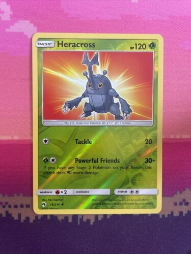 Pokemon Card Heracross Lost Thunder Reverse Holo 18/214 Near Mint