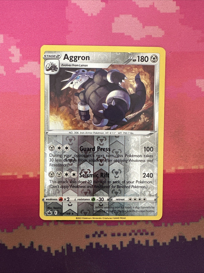 Pokemon Card Aggron Chilling Reign Reverse Holo Rare 111/198 Near Mint