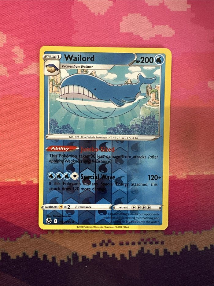 Pokemon Card Wailord Silver Tempest Reverse Holo 038/195 Near Mint