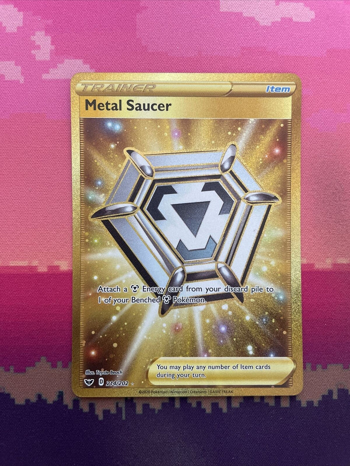 Pokemon Card Metal Saucer 214/202 Secret Rare Sword & Shield Near Mint