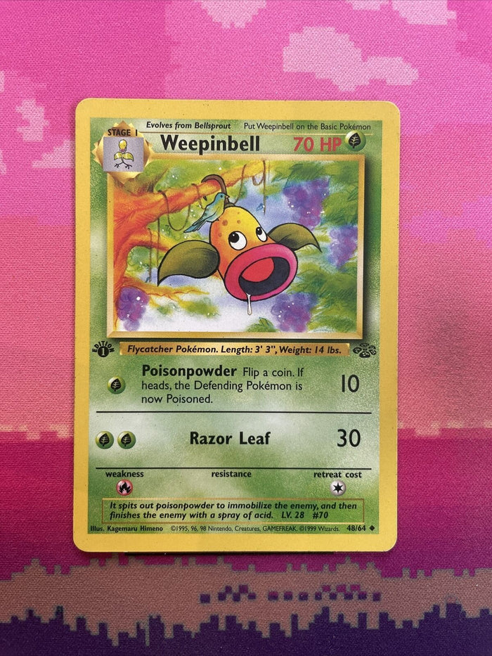 Pokemon Card Weepinbell Jungle 1st Edition Uncommon 48/64 Near Mint