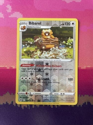 Pokemon Card Bibarel Brilliant Stars Reverse Holo Rare 121/172 NM