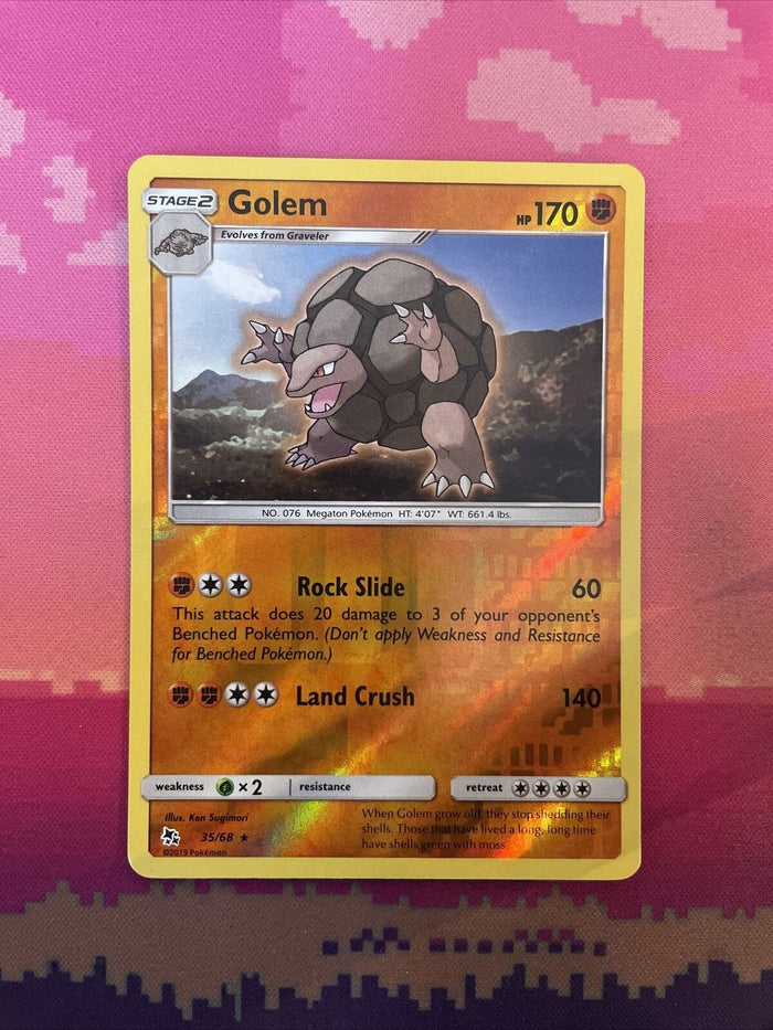 Pokemon Card Golem Hidden Fates Reverse Holo Rare 35/68 Near Mint