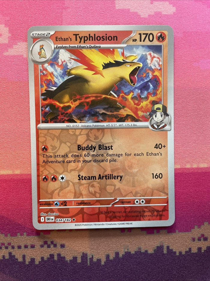 Pokemon Card Ethan's Typhlosion Destined Rivals Reverse Holo Rare 034/182 NM