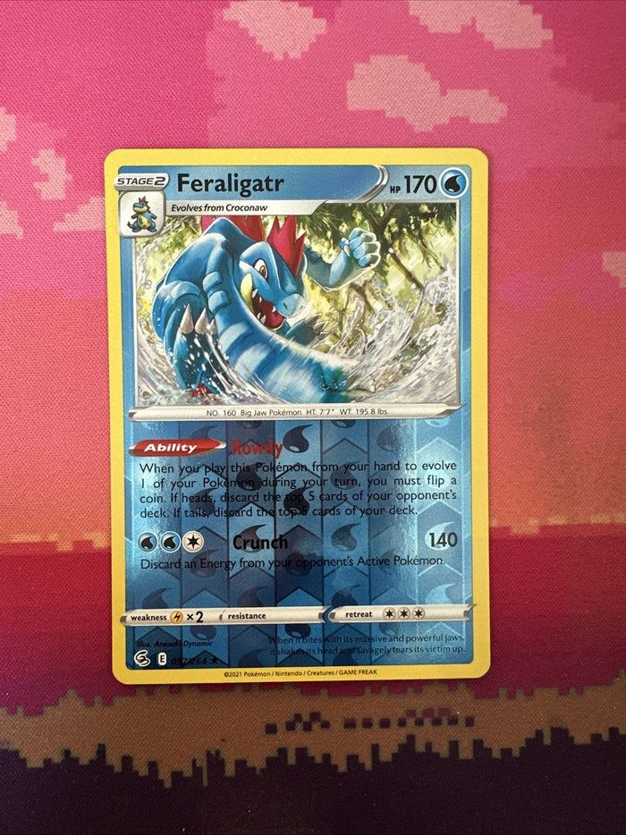 Pokemon Card Feraligatr Fusion Strike Reverse Holo Rare 057/264 Near Mint
