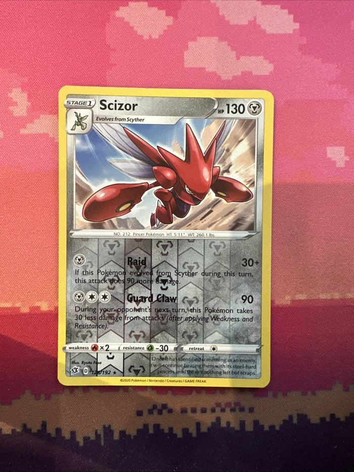 Pokemon Card Scizor Rebel Clash Reverse Holo Rare 128/192 Near Mint