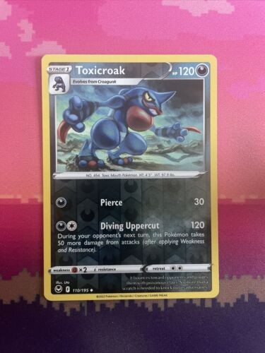 Pokemon Card Toxicroak Silver Tempest Reverse Holo Uncommon 110/195 Near Mint