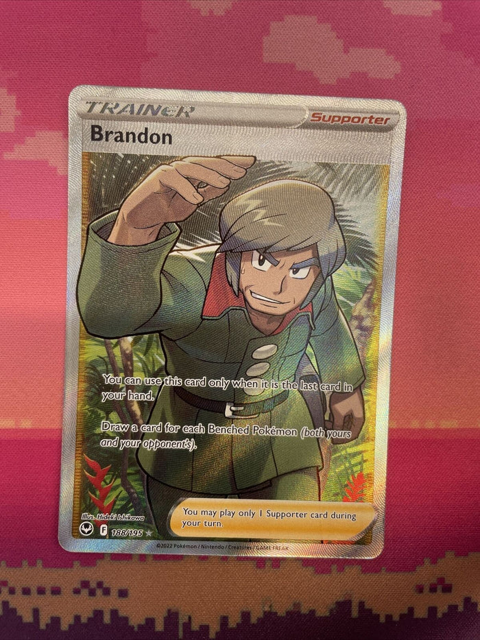 Pokemon Card Brandon 188/195 Ultra Rare Silver Tempest Near Mint