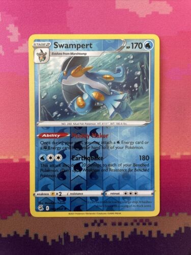 Pokemon Card Swampert Fusion Strike Reverse Holo Rare 064/264 Near Mint