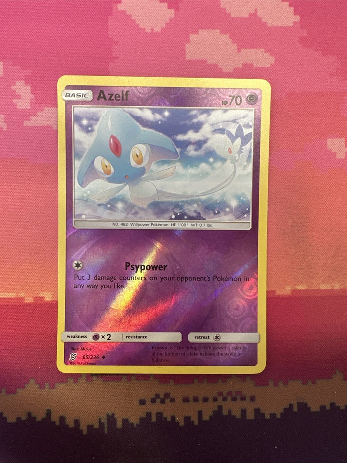 Pokemon Card Azelf Unified Minds Reverse Holo 85/236 Near Mint