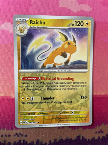 pokemon-card-raichu-paldean-fates-reverse-holo-rare-019-091-near-mint