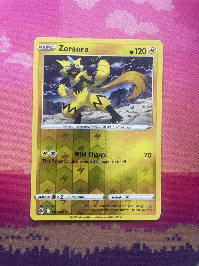 Pokemon Card Zeraora Fusion Strike Reverse Holo Rare 102/264 Near Mint