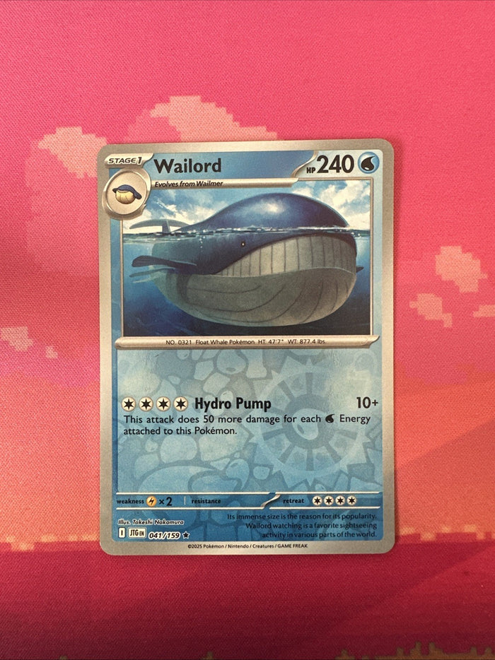 Pokemon Card Wailord Journey Together Reverse Holo Rare 041/159 Near Mint
