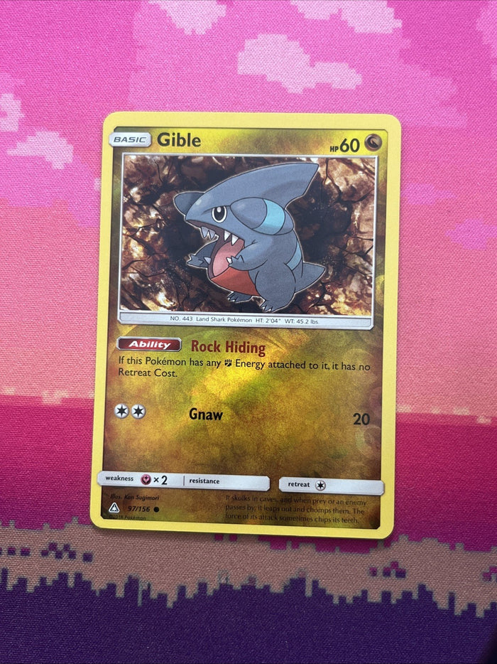 Pokemon Card Gible Ultra Prism Reverse Holo 97/156 Near Mint
