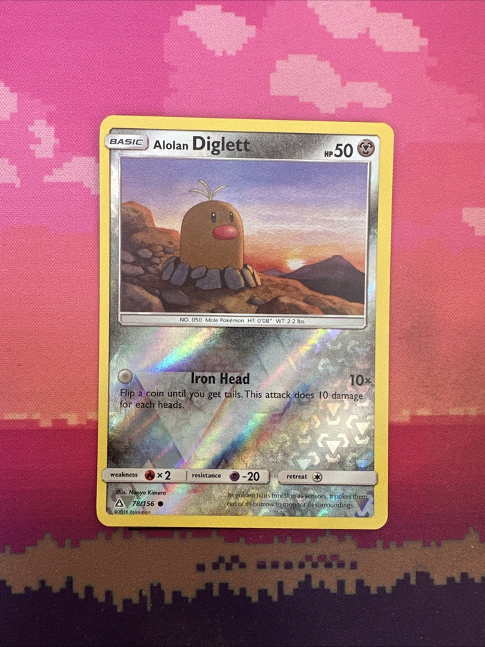 Pokemon Card Alolan Diglett Ultra Prism Reverse Holo 78/156 Near Mint