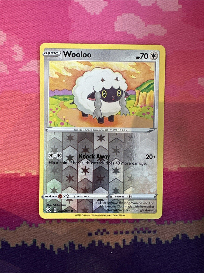 Pokemon Card Wooloo Fusion Strike Reverse Holo 222/264 Near Mint