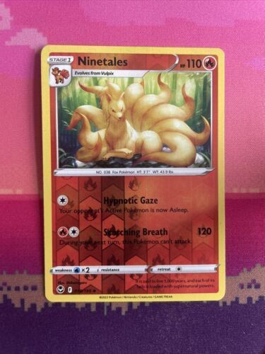 Pokemon Card Ninetales Silver Tempest Reverse Holo Uncommon 018/195 Near Mint