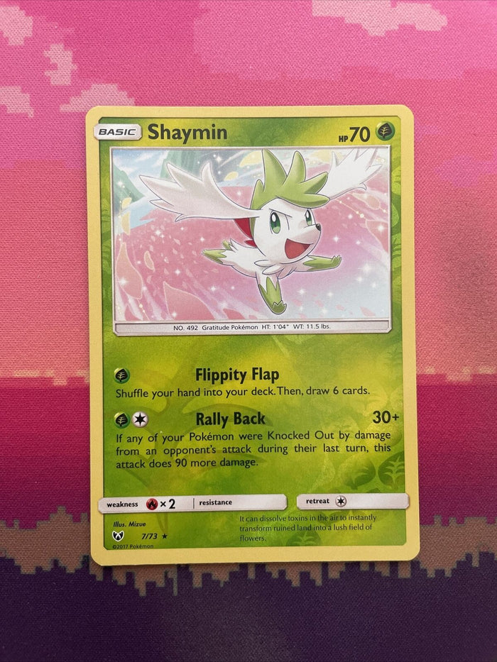 Pokemon Card Shaymin Shining Legends Reverse Holo Rare 7/73 Near Mint