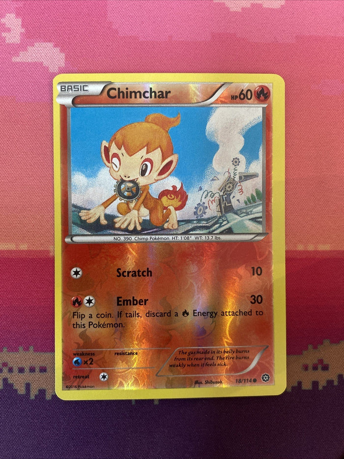 Pokemon Card Chimchar Steam Siege Reverse Holo Common 18/114 Near Mint