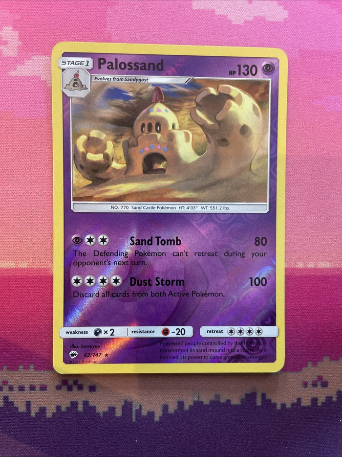 Pokemon Card Palossand Burning Shadows Reverse Holo Rare 62/147 Near Mint
